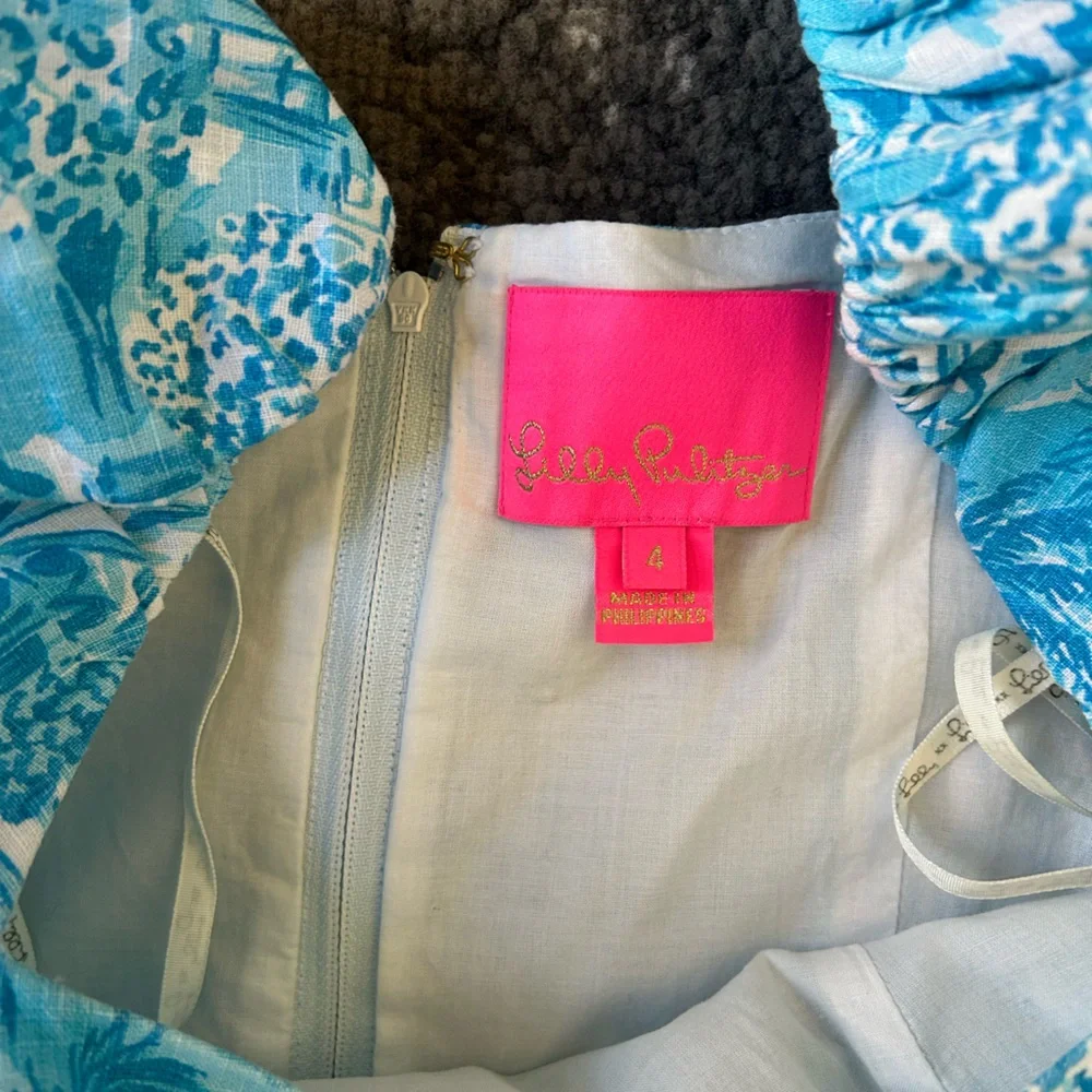 LILY PULITZER Kylanne Amalfi Blue Sunny State Of Mind Mini Dress With Cut Outs - Picture 7 of 15